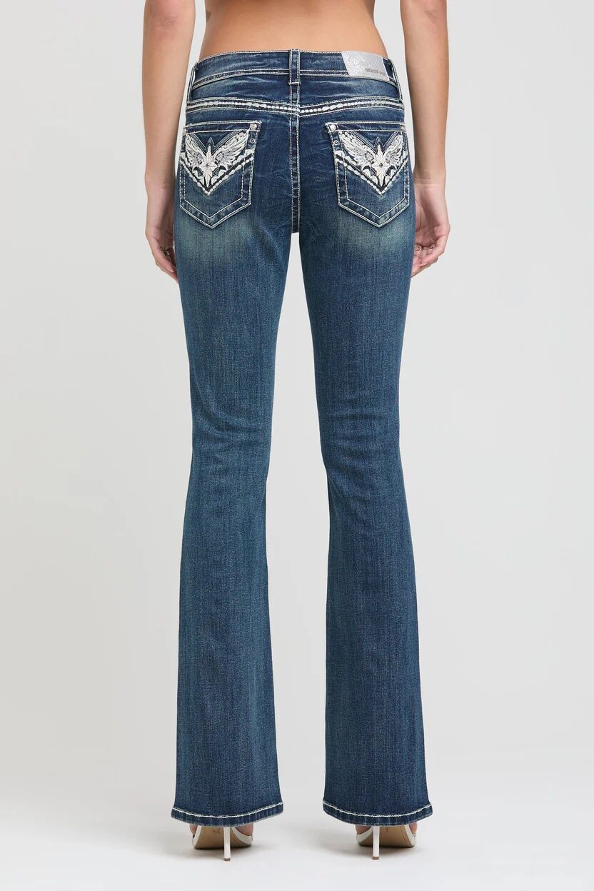 Grace In LA Girl's Embroidery Detail Flare Jean