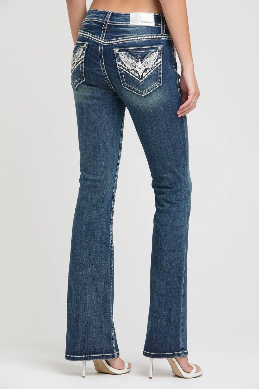 Grace In LA Girl's Embroidery Detail Flare Jean