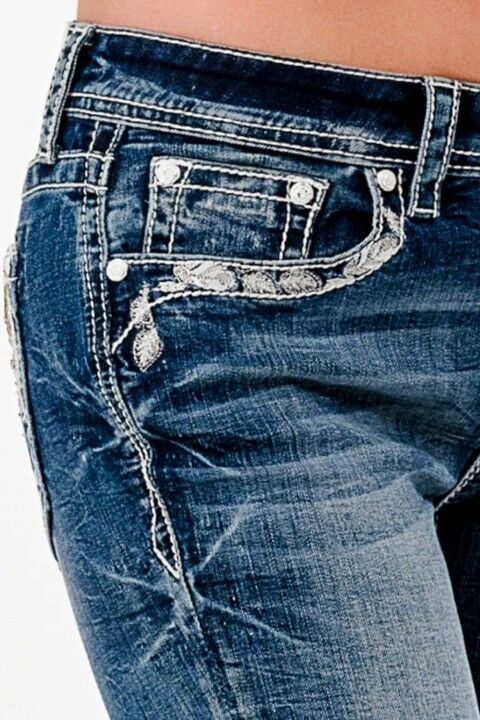 Grace In LA Women's Lunar Dreamcatcher Rhinestone Pocket Plus Size Jeans