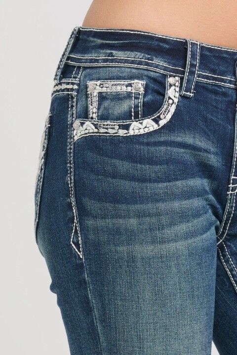 Grace In LA Girl's Western Embroidery Detail Flare Jean