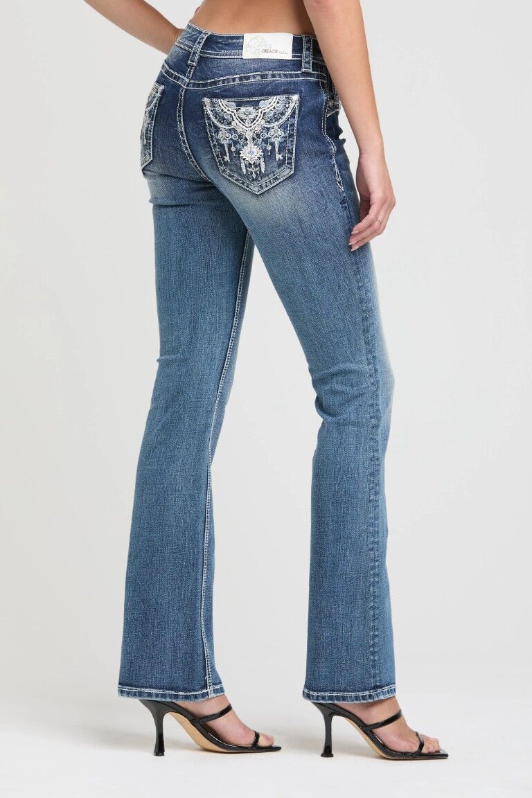 Grace In LA Girl's Embroidery Bootcut Jean