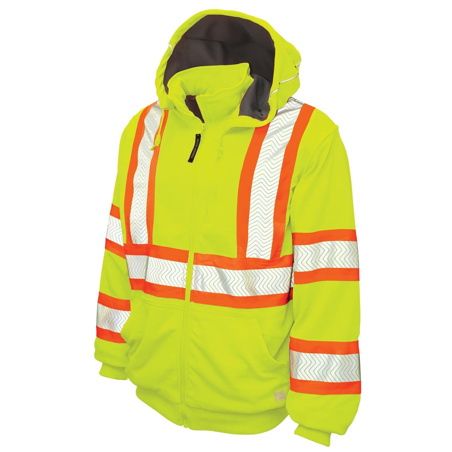 Tough Duck Men's Thermal Lined Safety Hoodie in Fluorescent Green