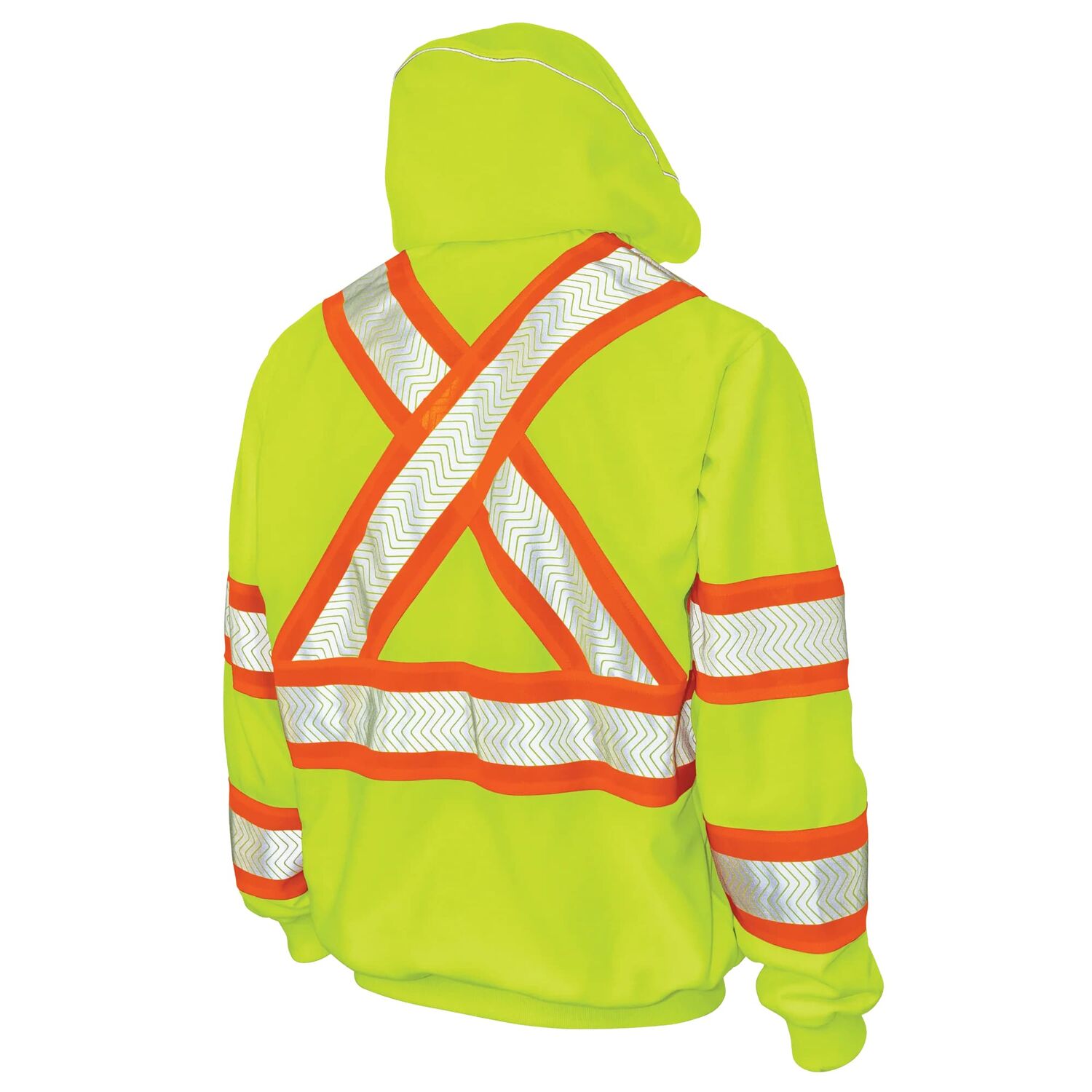 Tough Duck Men's Thermal Lined Safety Hoodie in Fluorescent Green