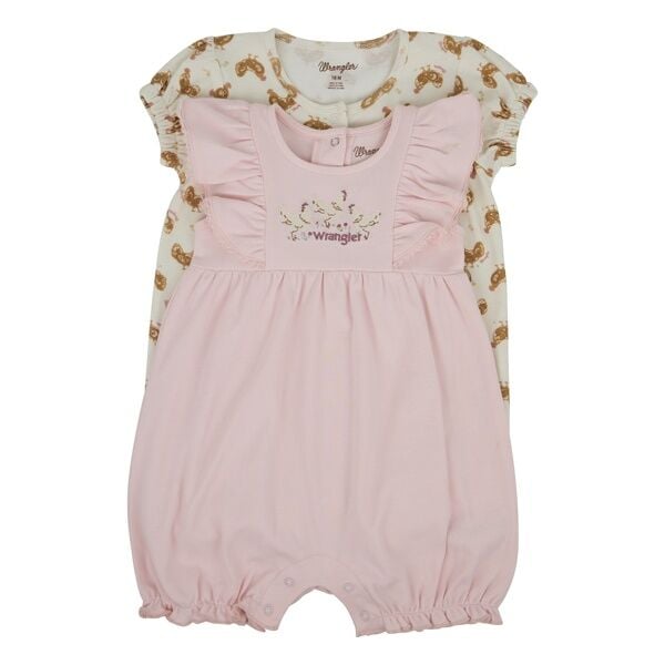 Wrangler Girl's Infant Chickens Romper Set