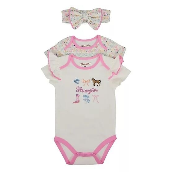 Wrangler Girl's Infant Floral Bodysuit Set