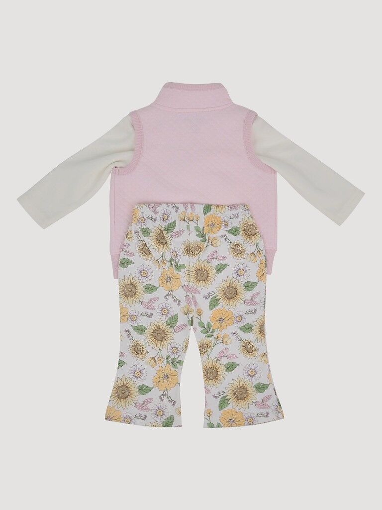 Wrangler Girl's Infant Sherpa 3-Piece Vest Set