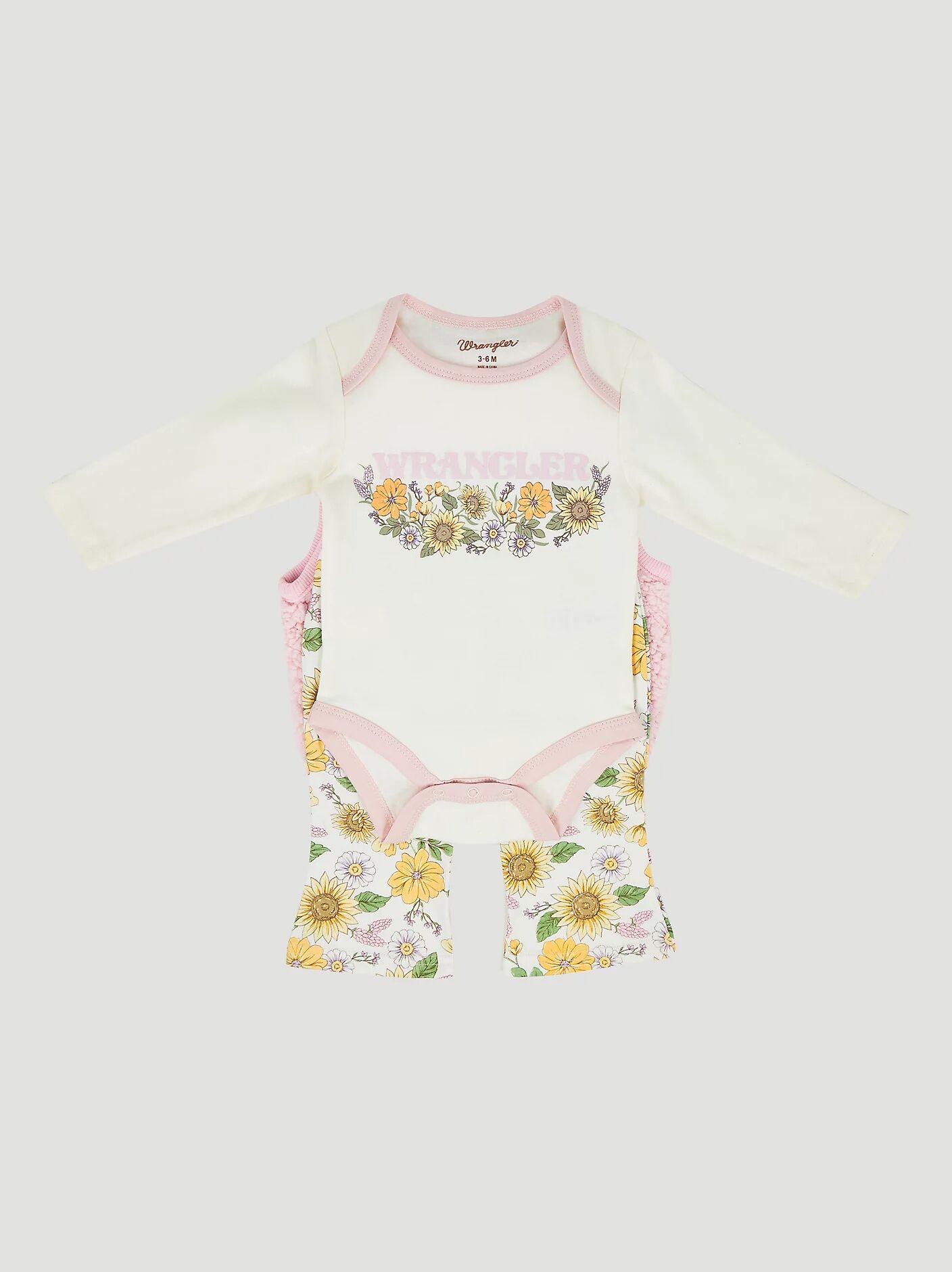 Wrangler Girl's Infant Sherpa 3-Piece Vest Set