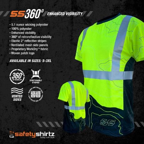 SafetyShirtz Men's SS360° Topo Class 2 Type R UPF 40 Reflective Safety Shirt