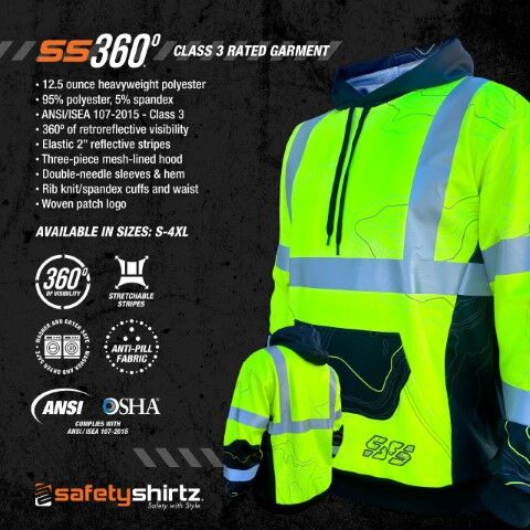 SafetyShirtz Men's SS360° Topo Class 2 Type R Safety Hoodie
