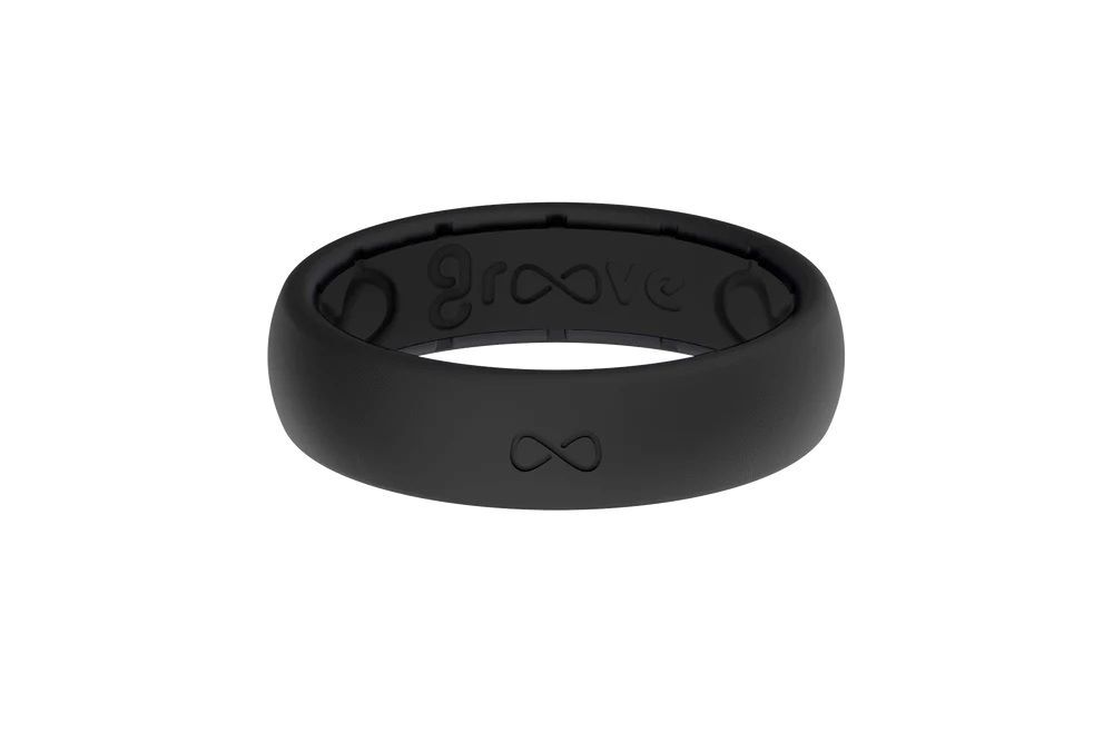 Groove Life Solid Midnight Black Groove Ring, Size 8 x 5.5mm