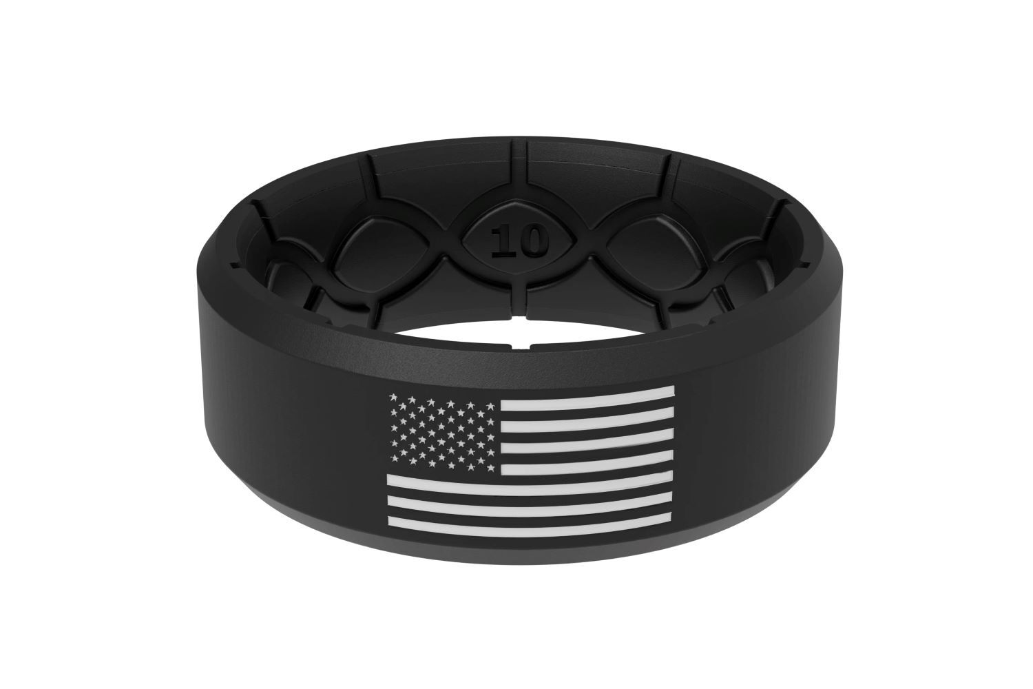 Groove Life Edge Hero America Black & White Flag Ring, Size 10