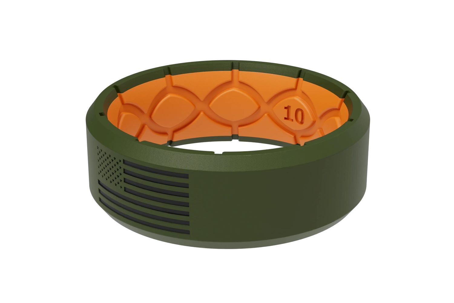 Groove Life Edge Hero America Moss Green & Black Flag Ring, Size 11