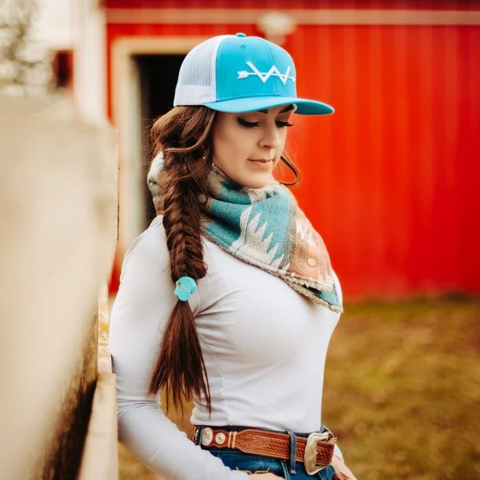 Webb Western Women's Barrel Racer Ball Cap in Teal/White