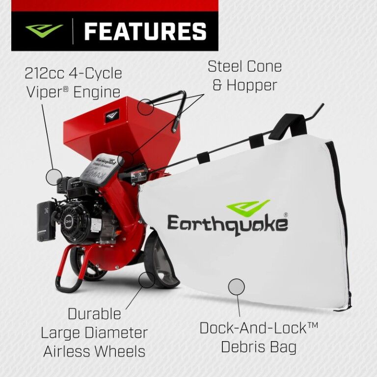 Earthquake K32 Chipper Shredder With 212Cc Viper Engine