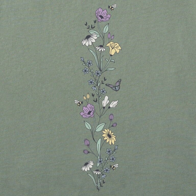 Life Is Good Women's Wildflowers And Bees Long Sleeve Crusher Boxy T-Shirt