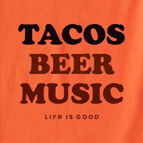 Life Is Good Men's Tacos Beer Music Crusher-LITE Tee