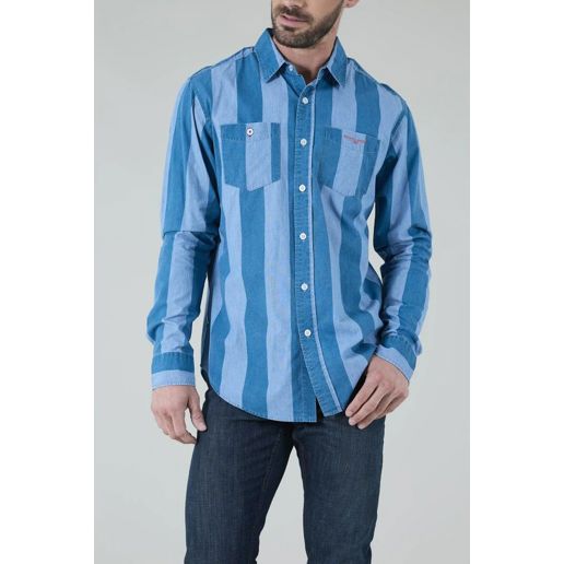 Kimes Ranch Men's Travis Long Sleeve Dress Shirt in Indigo Blue