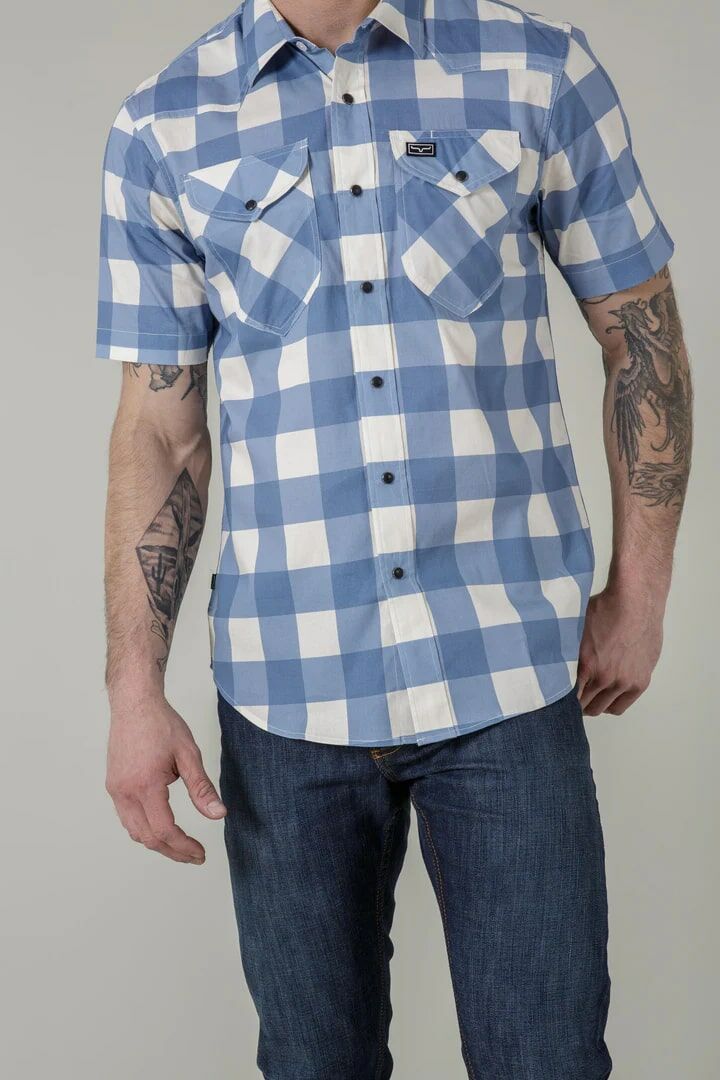 Kimes Ranch Men's Malcom Buffalo Plaid Short Sleeve Dress Shirt