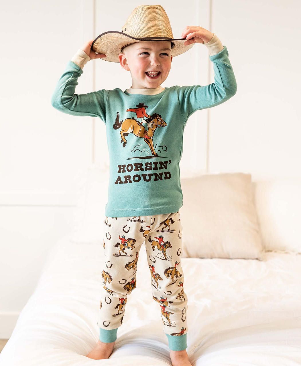 LazyOne Kids' Horsin' Around Long Sleeve PJ's