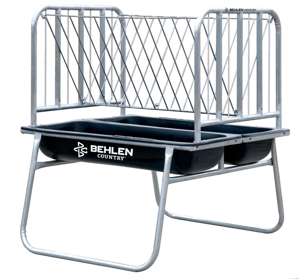 Behlen Country Black Galvanized Equine Ace Horse Feeder, 70-In x 68-In