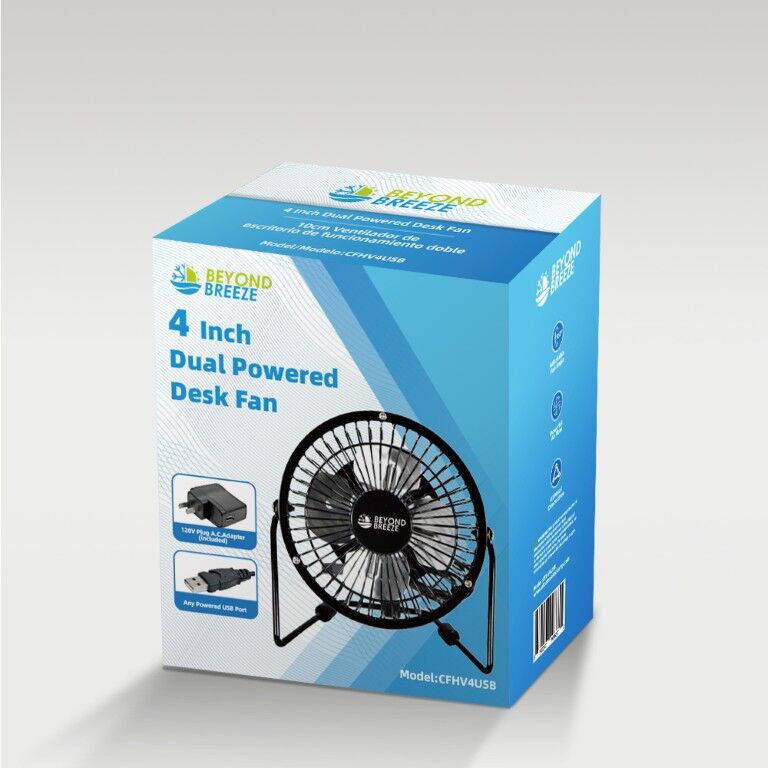 Beyond Breeze High Velocity USB Fan, 4-In