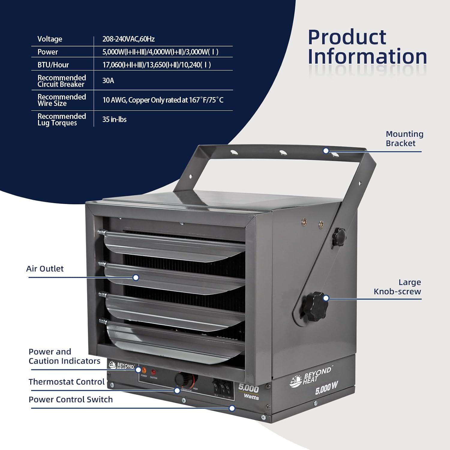 Beyond Heat 5000-W Adjustable Thermostat Garage Heater