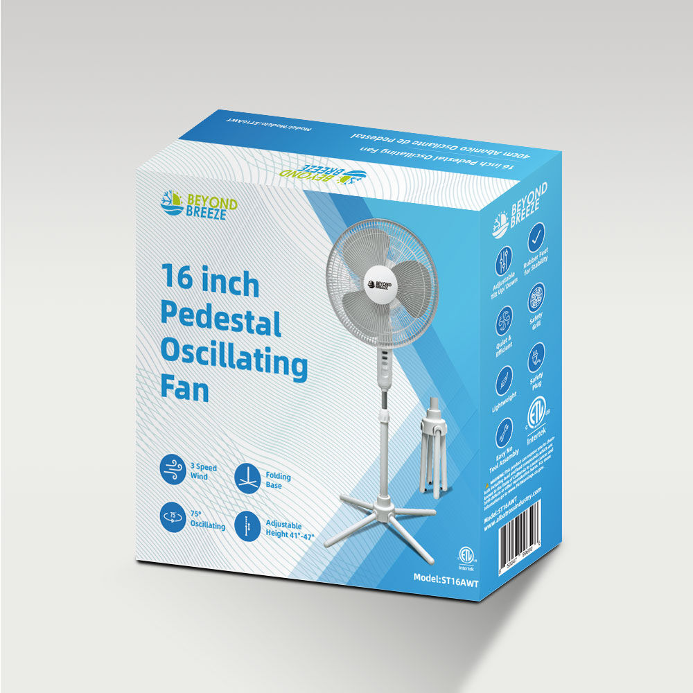 Beyond Breeze White Mechanical Oscillating Stand Fan, 16-In