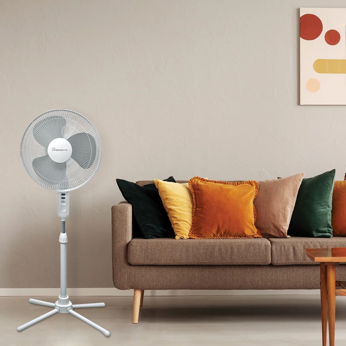 Visionair White Oscillating Pedestal Fan, 16-In