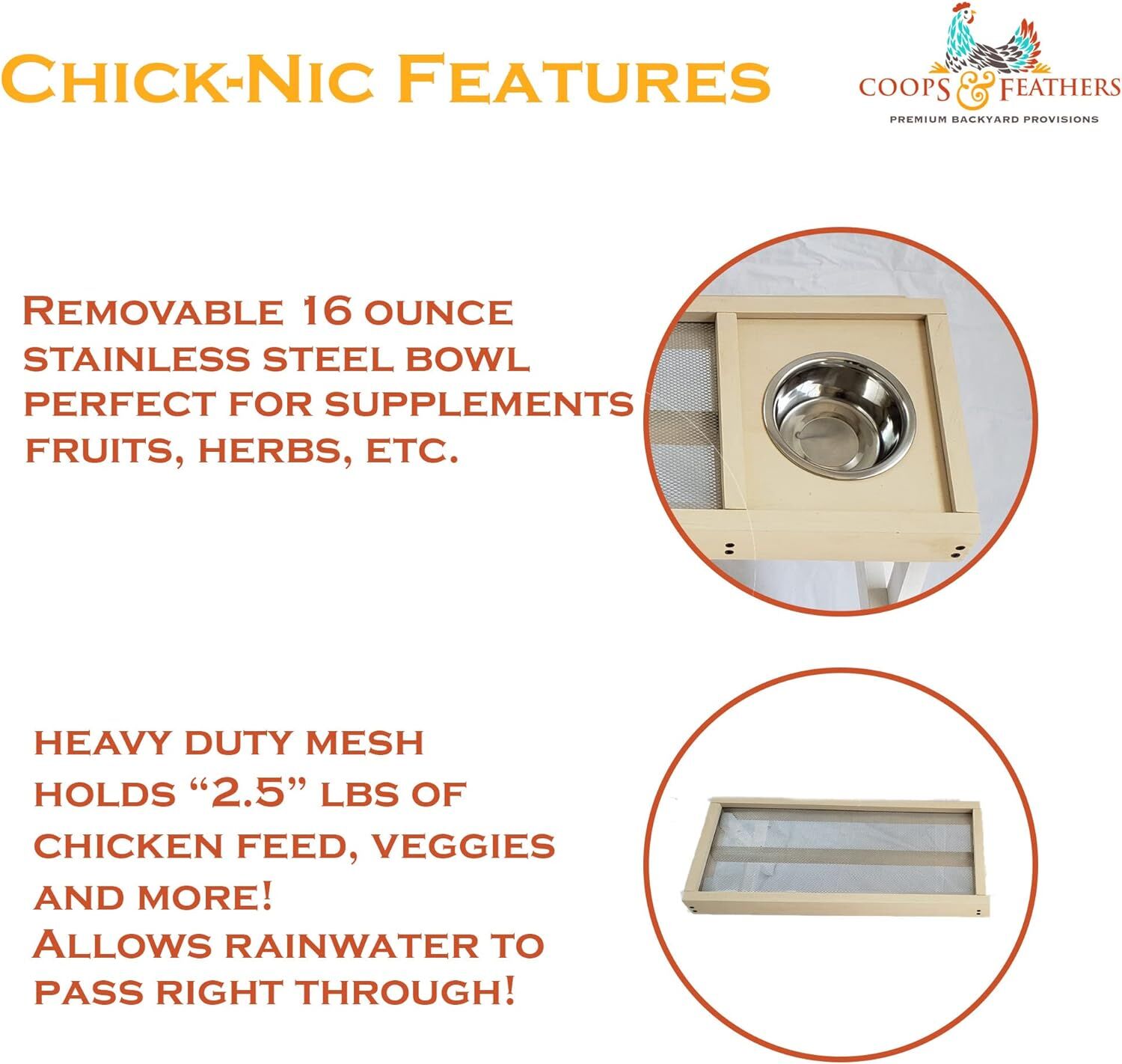 Coops & Feathers Chick-Nic Table, White/Tan