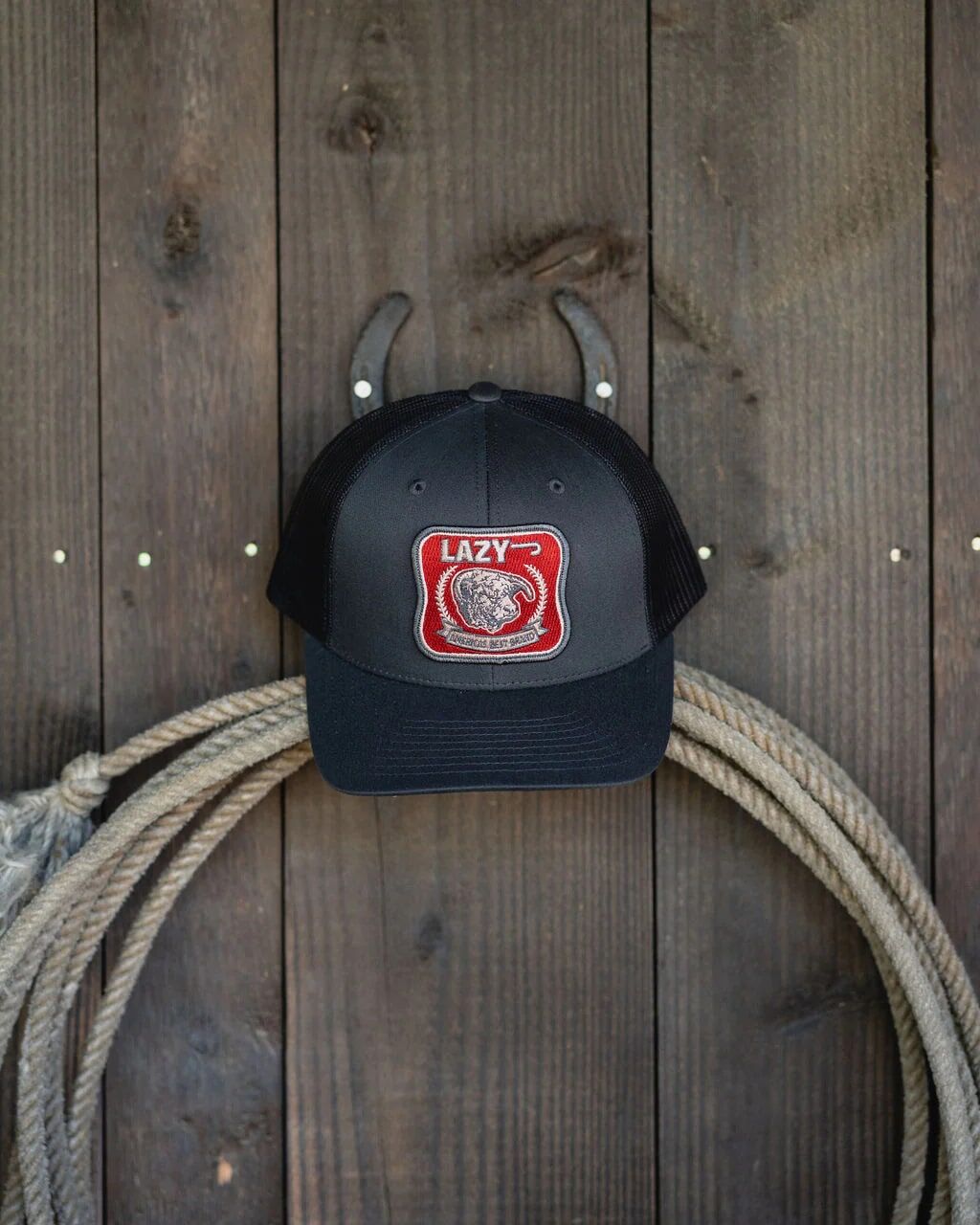 Lazy J Ranch Men's America's Best Brand Classic 5 Panel Trucker Hat in Black