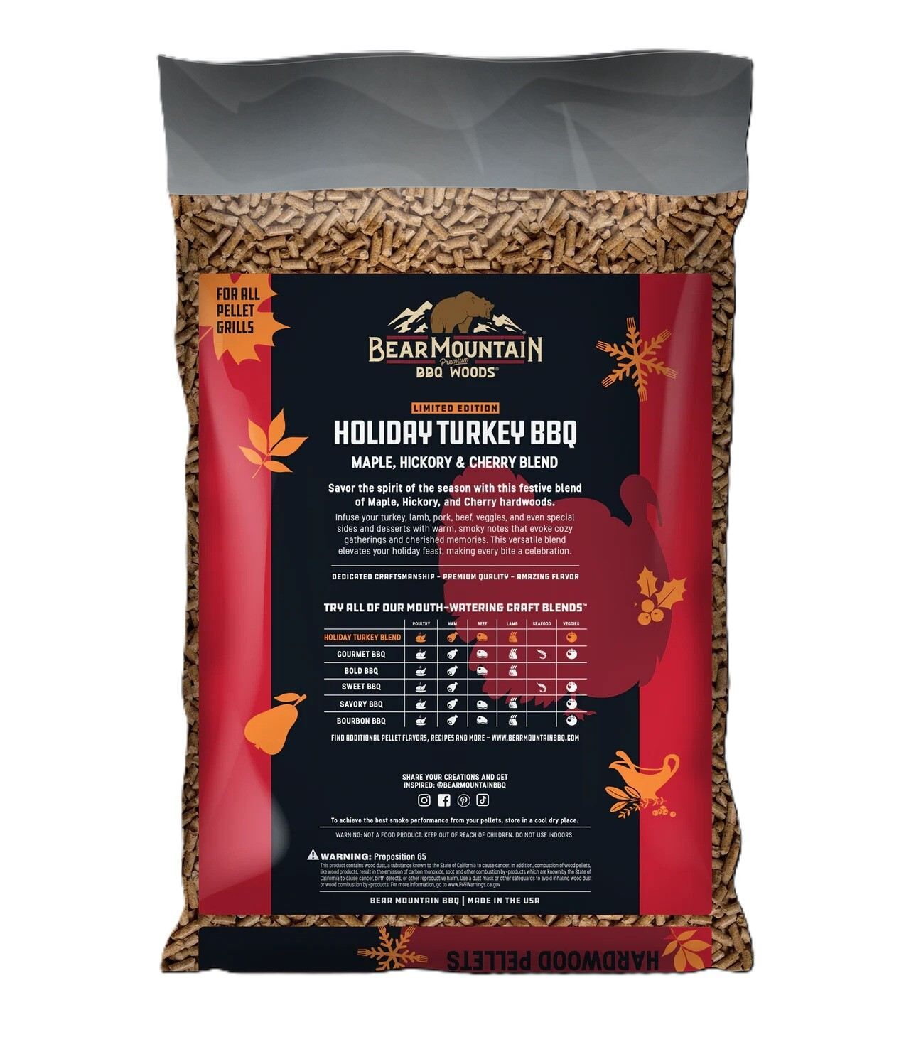 Bear Mountain BBQ Craft Blend Pellets Holiday Turkey BBQ, 20-Lb