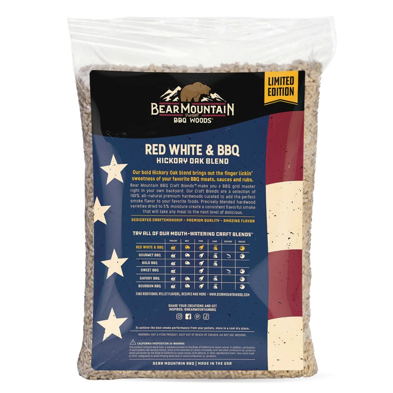 Bear Mountain Red White & BBQ Craft Blends Wood Pellets, 20-Lb