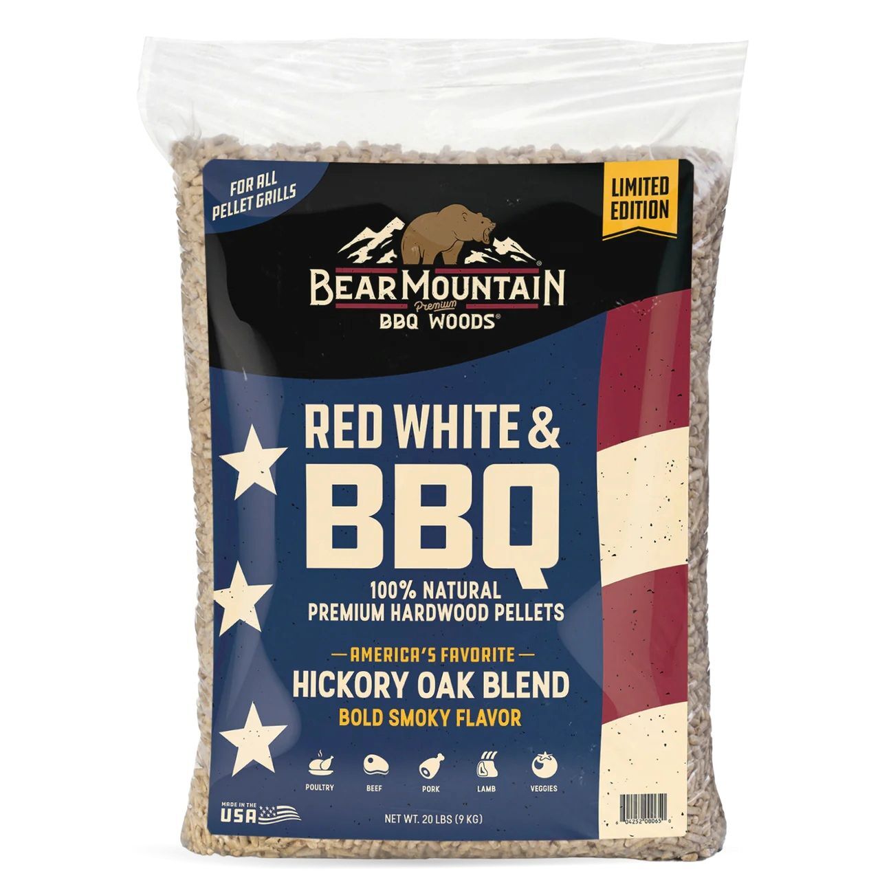 Bear Mountain Red White & BBQ Craft Blends Wood Pellets, 20-Lb