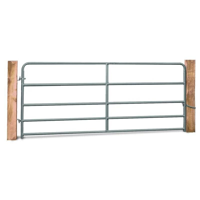 HW Brand GT550 Old Gray 5-Rail Utility Gate, 1 3/4 in. Tube, 16 ft.