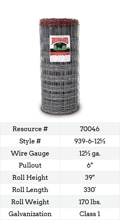 Red Brand Monarch Field Fence, 12.5-Ga, 330-Ft x 39-In