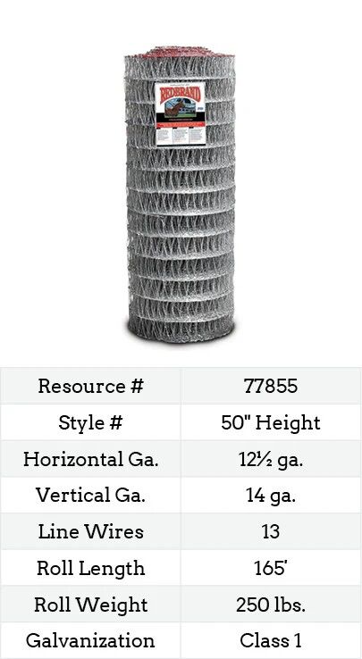 Red Brand Keepsafe V-Mesh Horse Fence, 12.5-Ga, 165-Ft x 50-In