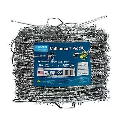 Bekaert Cattleman Pro 20 14 Gauge 4-Point 5-In Spacing High Tensile Barbed Wire, 1320-Ft