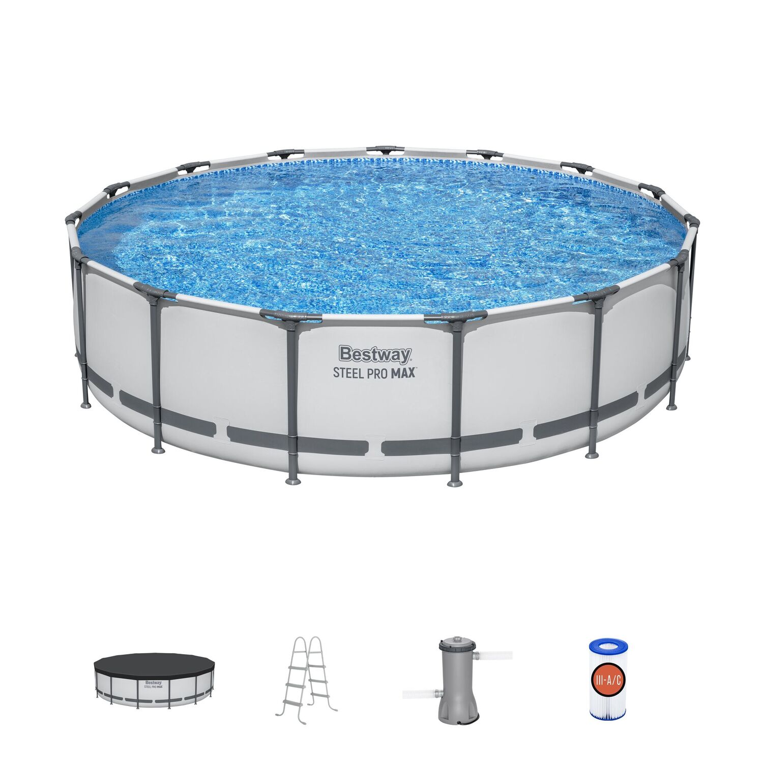 Bestway Steel Pro MAX Round Above Ground Pool Set, 15 ft. x 42 in.