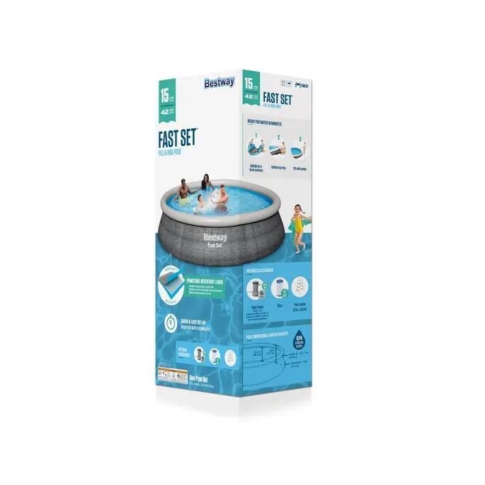 Bestway Fast Set Round Inflatable Pool Set, 15-Ft x 42-In