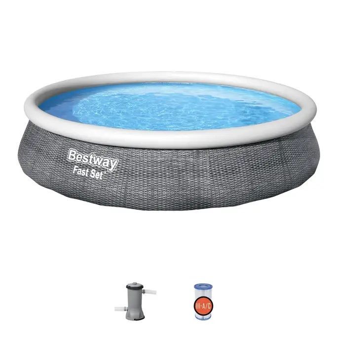 Bestway Fast Set Round Inflatable Pool Set, 13-Ft x 33-In
