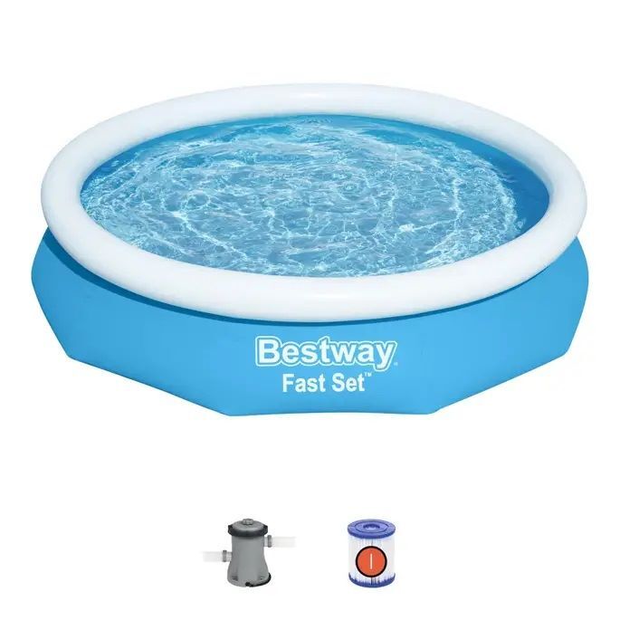 Bestway Fast Set Round Inflatable Pool Set, 10-Ft x 26-In