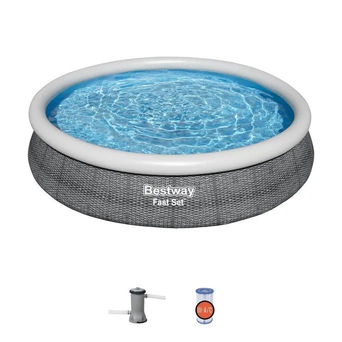 Bestway Fast Set Round Inflatable Pool Set, 12-Ft x 30-In