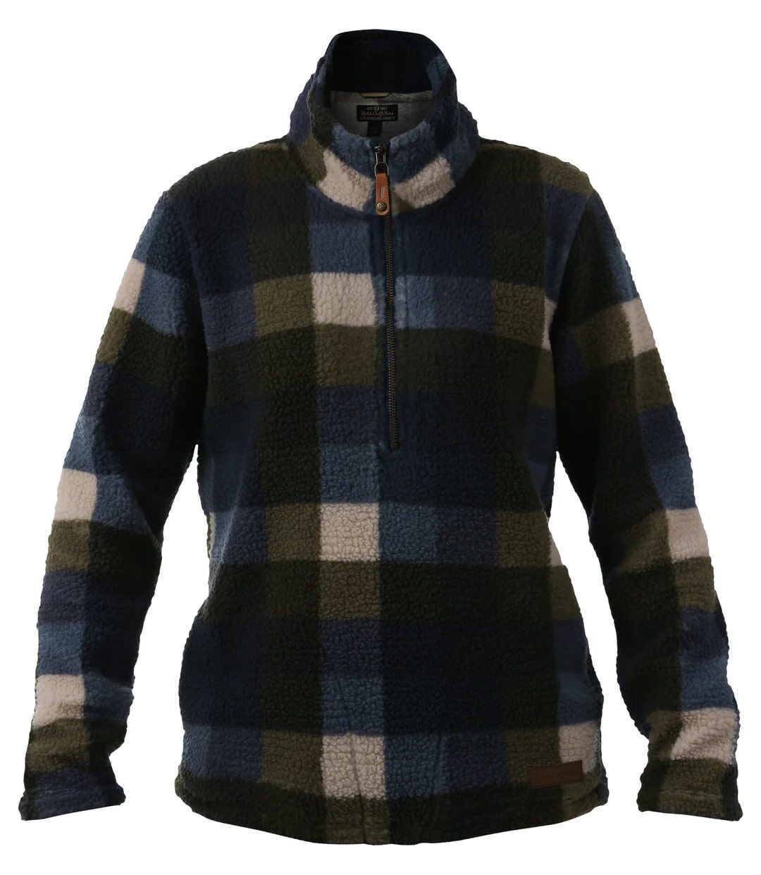 Noble Outfitters Women's Sherpa Pullover Jacket in Navy Plaid