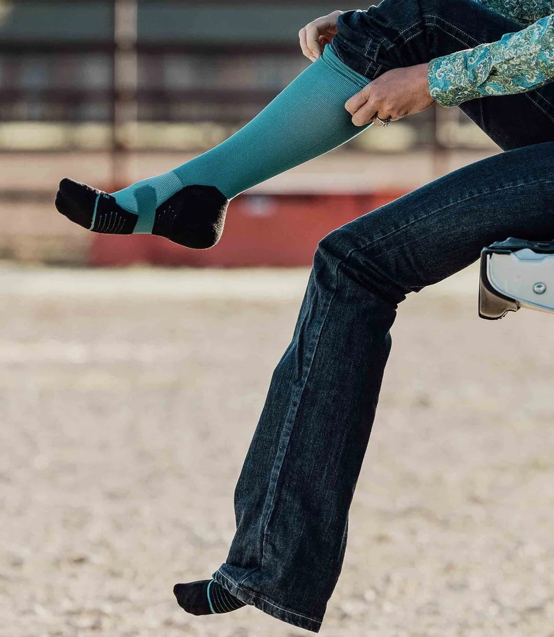 Noble Outfitters Women's Perfect Fit Over The Calf Boot Sock 2-PK in Island Blue