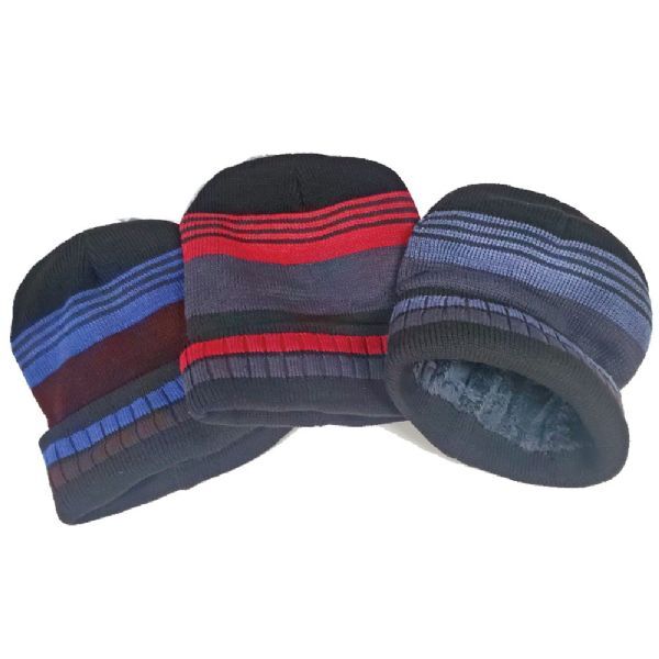 Royal Deluxe Men's Multicolor Striped Fur Lined Beanie Assortment