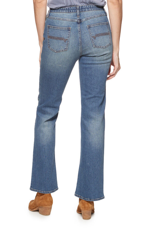 Threadgrit Women's Bonnie Mid Rise Bootcut Jean in Medium Wash