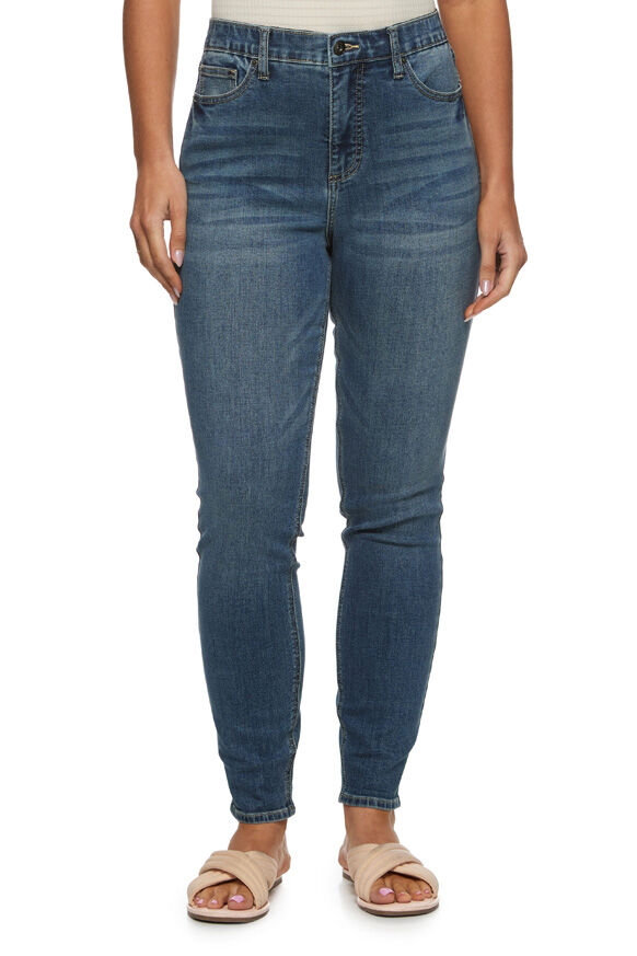 Threadgrit Women's Annabelle High Rise Skinny Jeans in Medium Wash