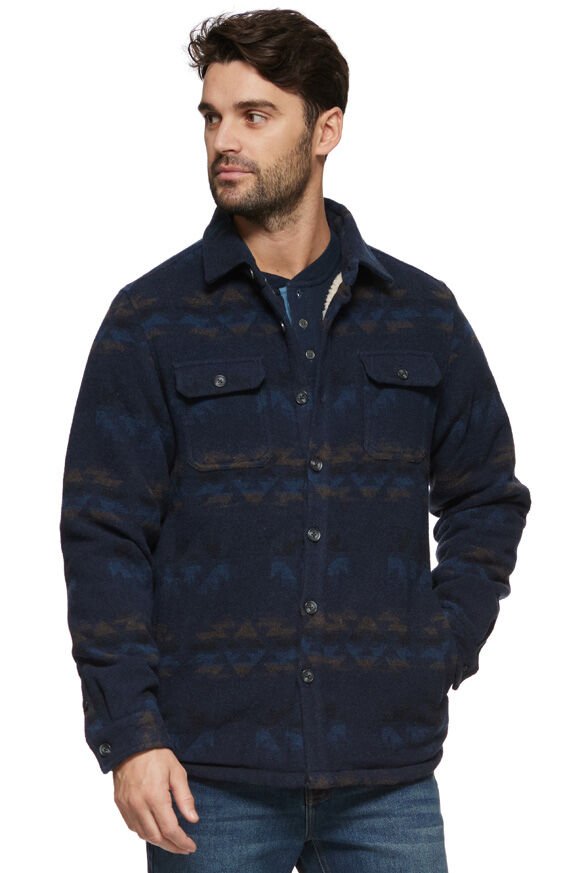 Threadgrit Men's Sherpa Lined Southwestern Shirt Jacket