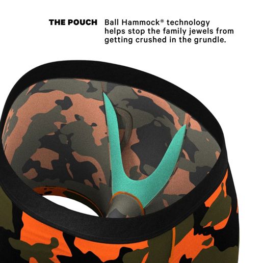 Shinesty Men's The Bambi Bunchers Orange Camo Deer Ball Hammock Pouch Underwear With Fly