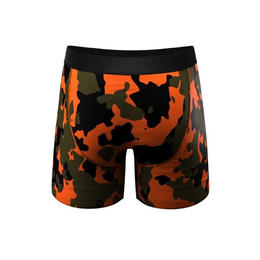 Shinesty Men's The Bambi Bunchers Orange Camo Deer Ball Hammock Pouch Underwear With Fly